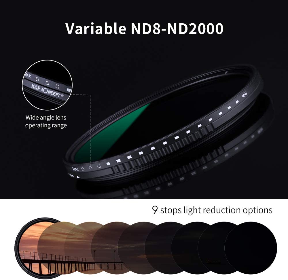 K&F Concept 55mm ND8-ND2000 Variable ND Filter KF01.1355 - 5